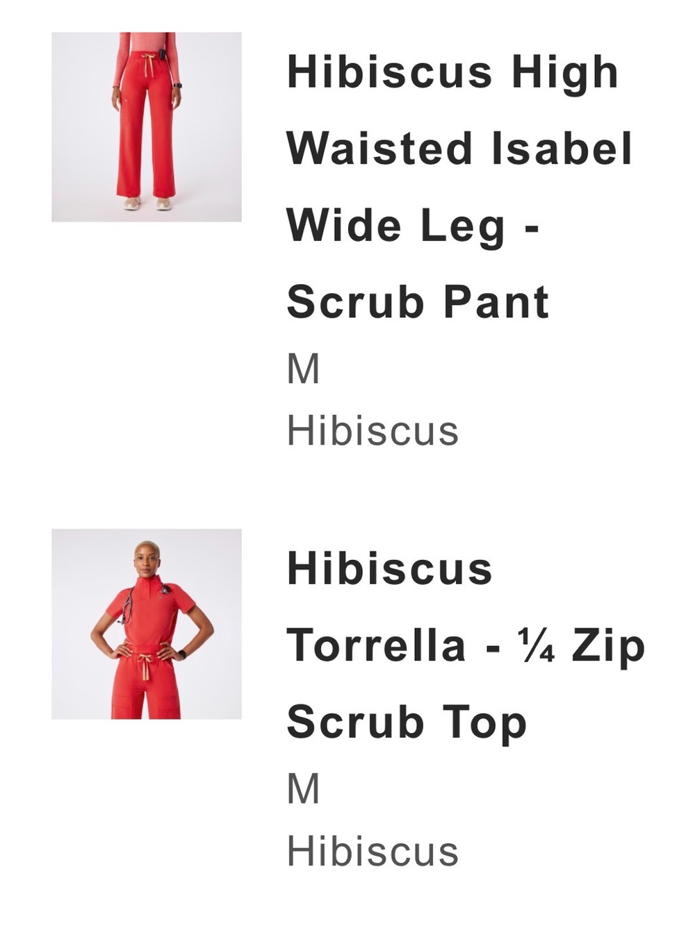 Figs Hibiscus Medium set - High-Waisted Isabel Scrub Pant & Torrella 1/4 Zip Top